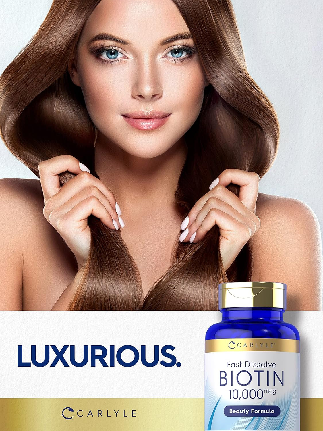 Carlyle Biotin 10000Mcg | 250 Fast Dissolve Tablets | Max Strength | Vegetarian, Non-Gmo, Gluten Free Supplement