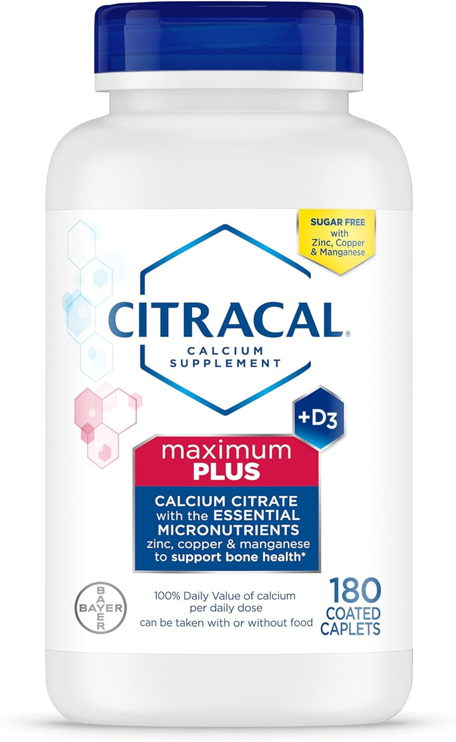 Citracal Maximum plus Calcium Supplement - Calcium Citrate with Vitamin D3, Zinc, & Essential Minerals for Bone Health Support, Ages 12+, 180 Count (Packaging May Vary)