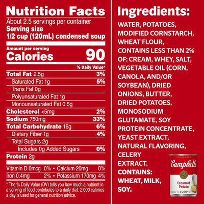 Campbell'S Condensed Cream of Potato Soup, 10.5 Ounce Can