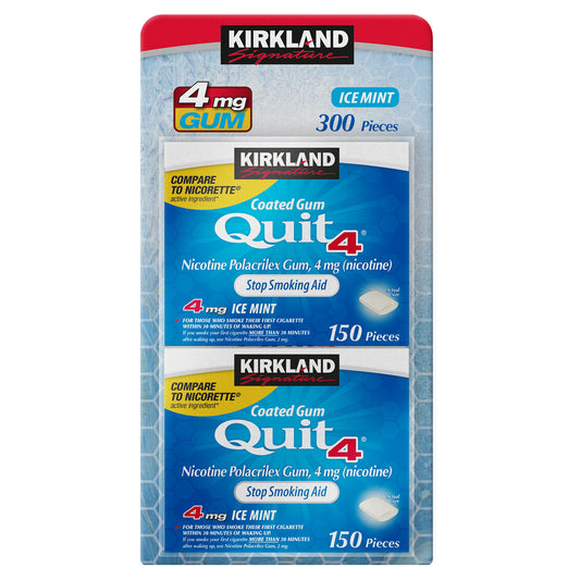 Kirkland Signature Quit 2 Mg or 4 Mg, Ice Mint Gum, 300 Pieces