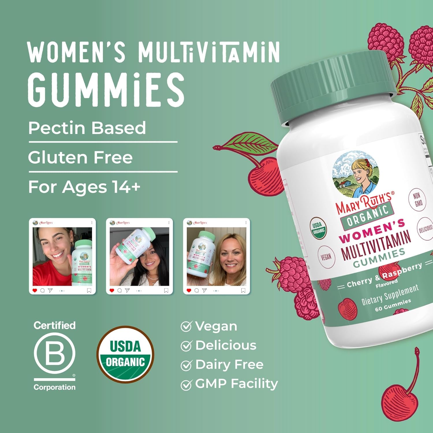 Maryruth Organics Multivitamin for Women 14 | Women'S Multivitamin Gummies for Immune Support| Skin Health | Sugar Free | Vegan | Non-Gmo | 60 Count