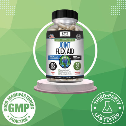Naturals Flex Aid - Mobility Support Supplement for Men and Women - Turmeric Capsules with Glucosamine Sulfate, Boswellia Serrata and MSM - for Knee Support and Mobility Health - 180 Count