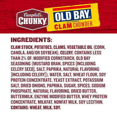 Campbell'S Chunky Soup, OLD BAY Seasoned Clam Chowder, 18.8 Oz Can