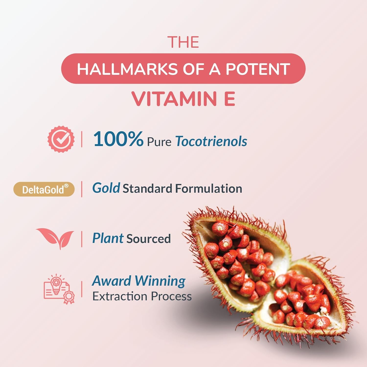 WELLNESS EXTRACT Eannatto Tocotrienols Vitamin E Supplements Tocopherol Free, Non-Gmo, Gluten Free & Antioxidant (125MG 60 Softgels)