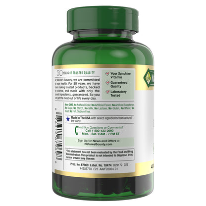 Nature'S Bounty Vitamin D3 125 Mcg, 400 Softgels