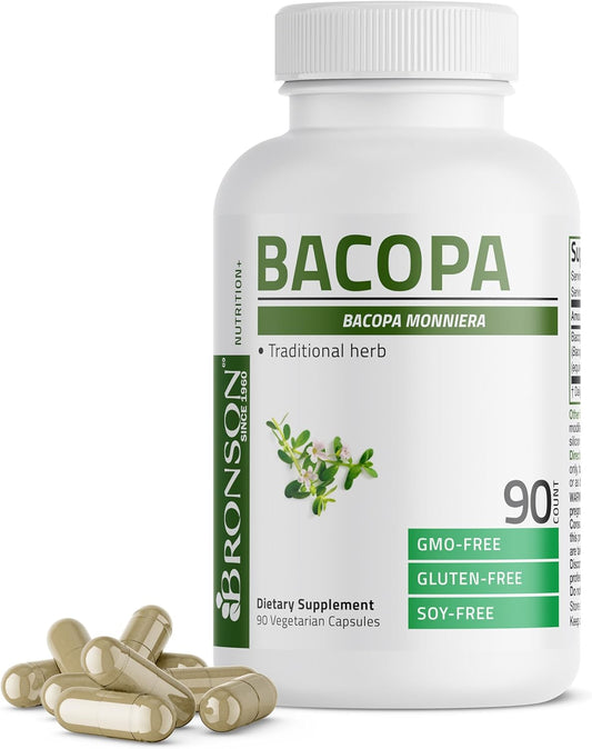 Bronson Bacopa Supports Healthy Brain Function and Mental Performance, Traditional Herb, Non-Gmo, 90 Vegetarian Capsules
