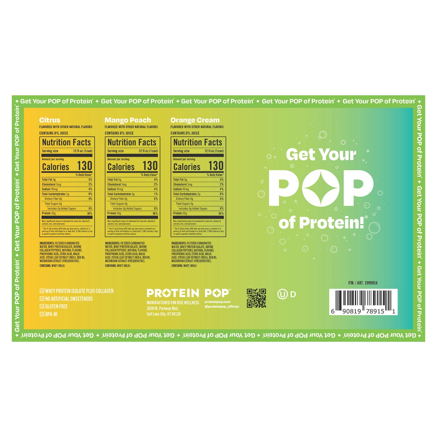 Protein Pop 30G Clear RTD Variety Pack, 15-Count
