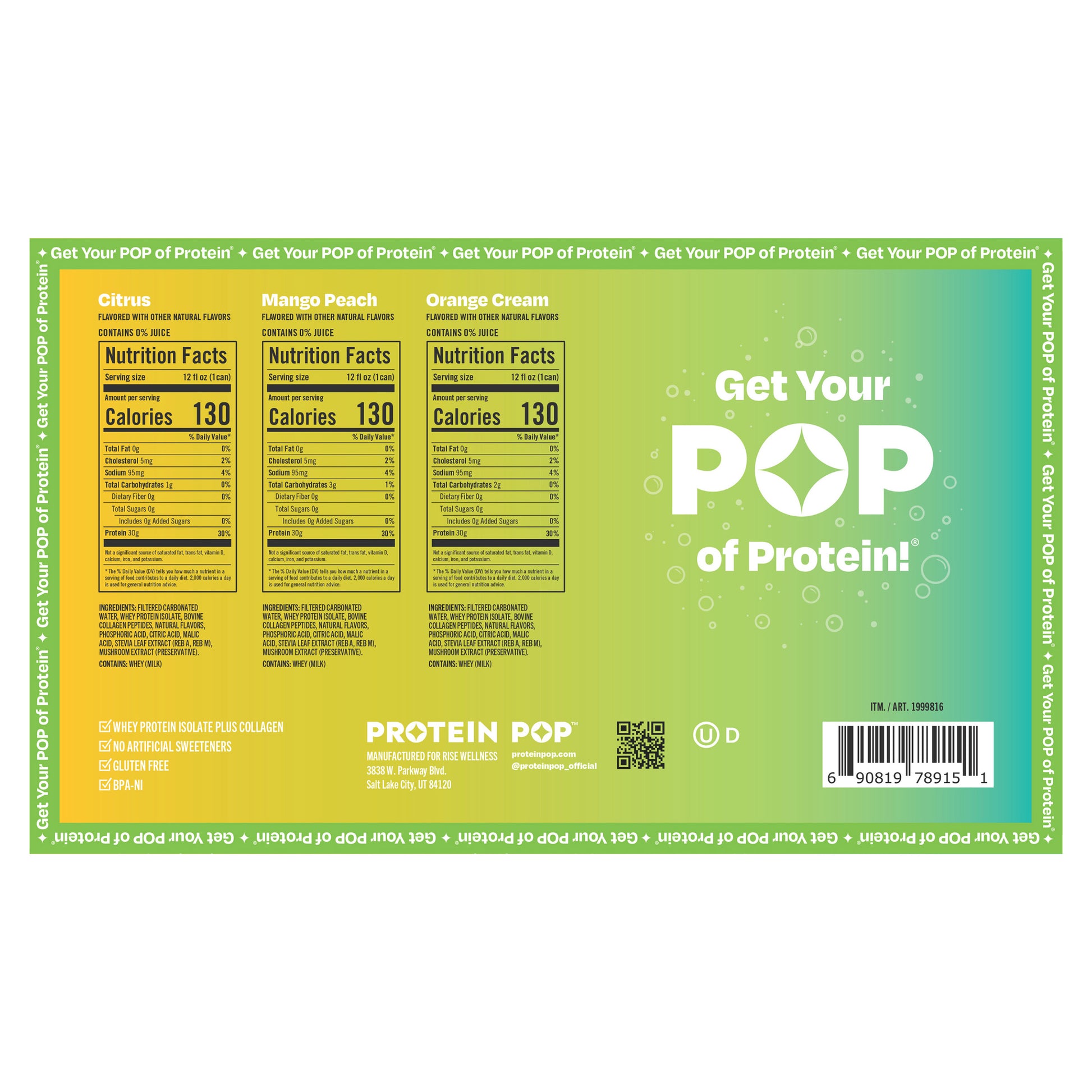Protein Pop 30G Clear RTD Variety Pack, 15-Count
