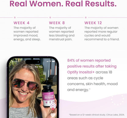 Optify Myo-Inositol & D-Chiro Inositol Supplement for Women – 40:1 Ratio plus Folate and Vitamin D – Support Healthy Hormonal Balance, Regular Cycles, & Ovarian Health – 30-Day Supply