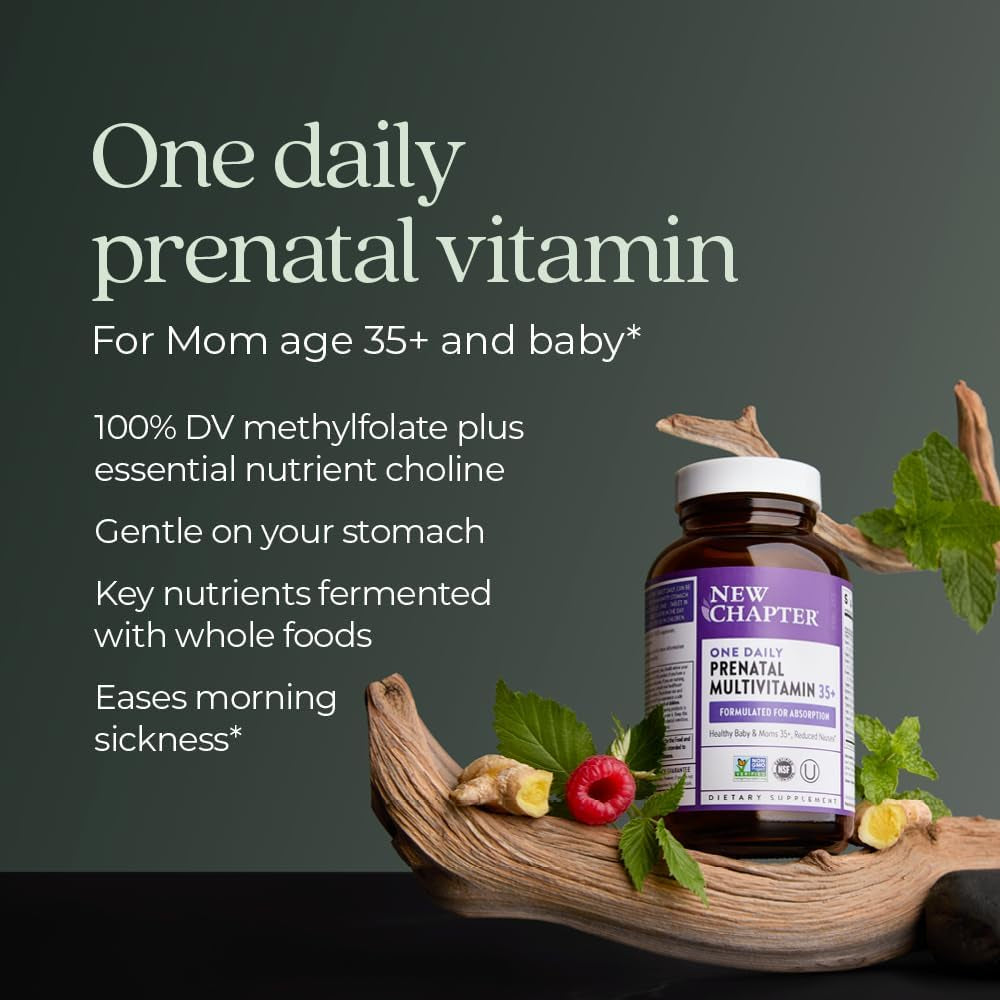 New Chapter Prenatal Vitamins, One Daily Prenatal Multivitamin Enhanced for Age 35+ with Methylfolate + Choline for Healthy Mom & Baby, Gluten Free & Non-Gmo- 30 Ct