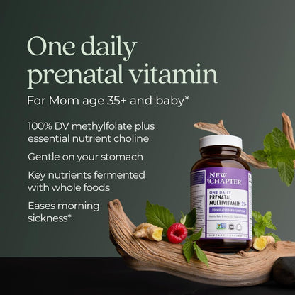 New Chapter Prenatal Vitamins, One Daily Prenatal Multivitamin Enhanced for Age 35+ with Methylfolate + Choline for Healthy Mom & Baby, Gluten Free & Non-Gmo- 30 Ct