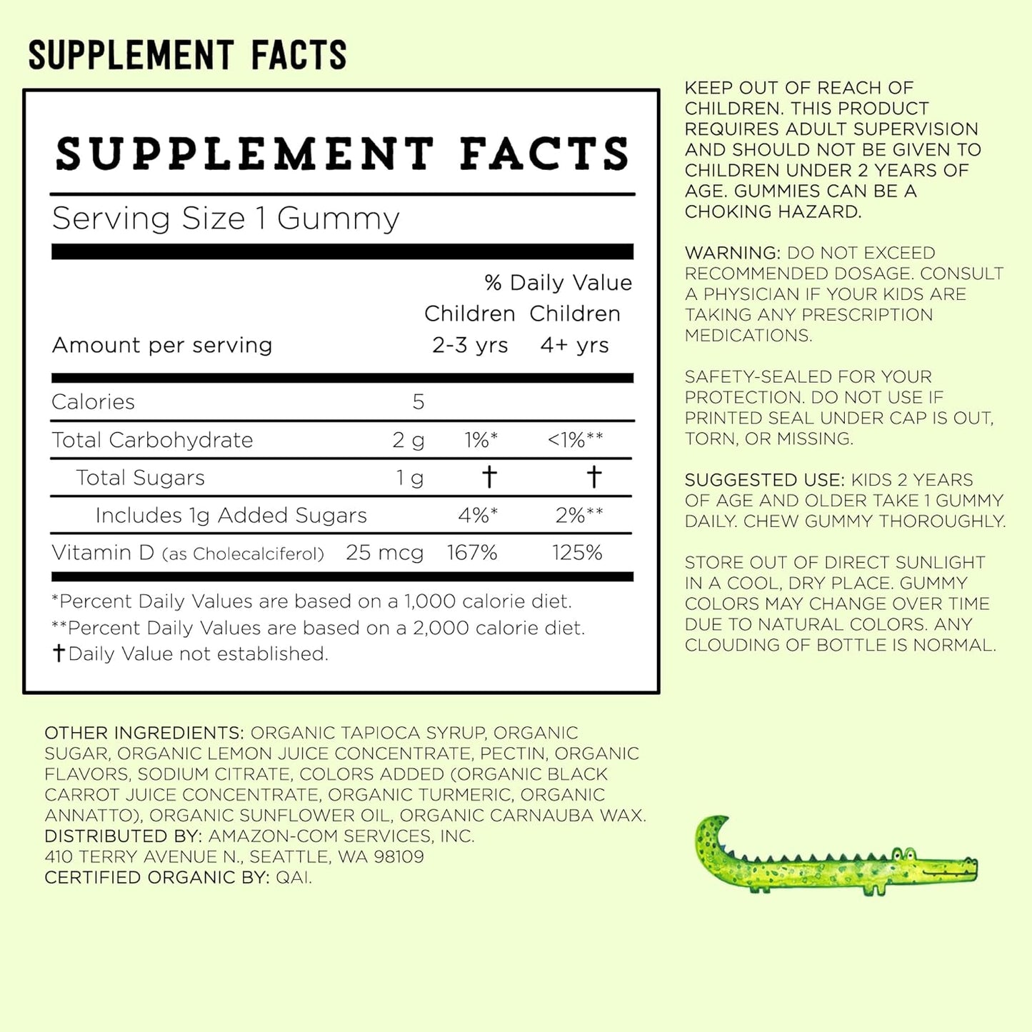 - Mama Bear Organic Kids Vitamin D3 25 Mcg (1000 IU) Gummies per Serving, Bone and Immune Health, Strawberry, 80 Count