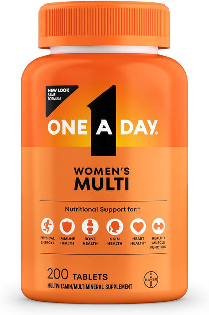 One a Day Multivitamin for Women- Daily Vitamins for Woman with Biotin, Calcium, Folic Acid, Iron & Zinc, Complete Women’S Vitamins, 200 Ct (Packaging May Vary)
