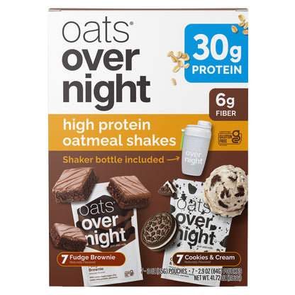 Oats Overnight Variety Pack, 30G Protein Shake, Cookies & Cream, Fudge Brownie, 14-Pack