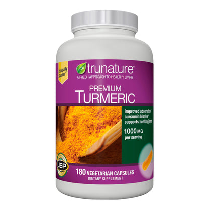 Trunature Premium Turmeric 1000 Mg, 180 Vegetarian Capsules