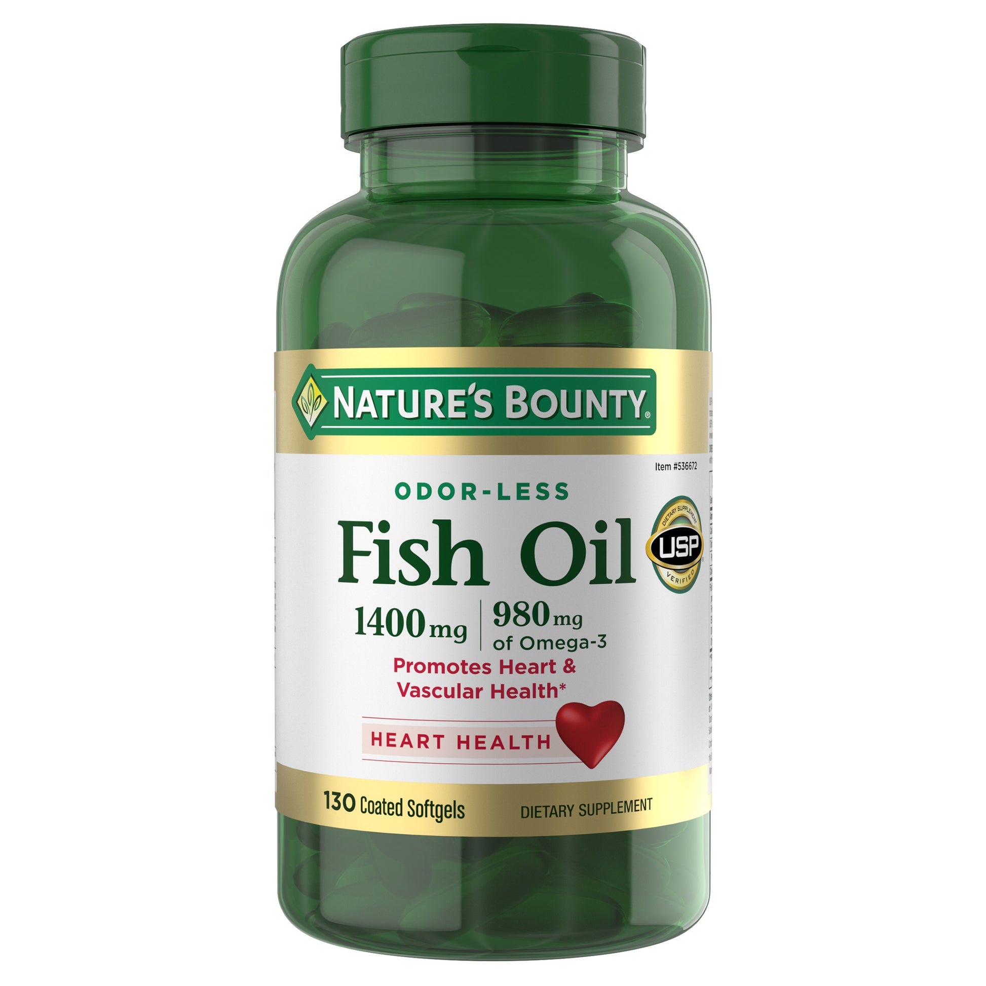 Nature'S Bounty Fish Oil 1400 Mg, 130 Coated Softgels