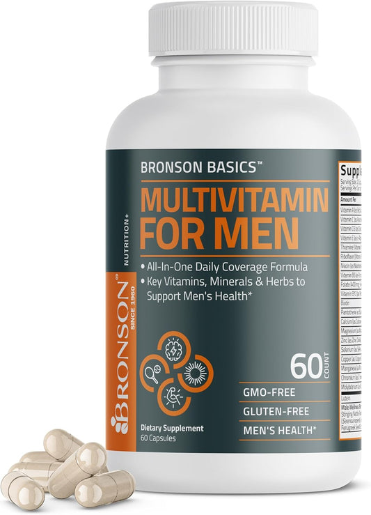 Bronson Multivitamin for Men All-In-One Daily Coverage Formula Key Vitamins, Minerals & Herbs to Support Men'S Health, 60 Capsules