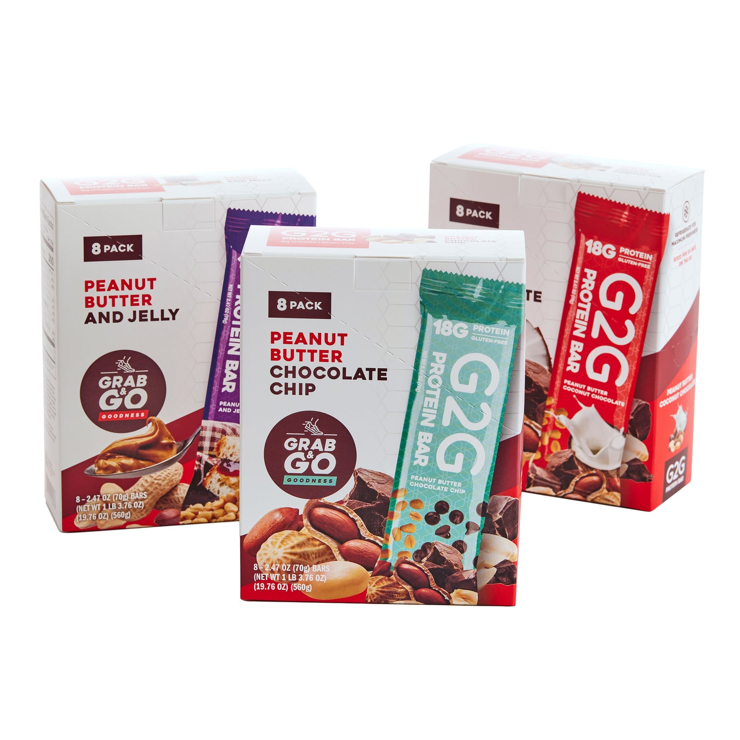 G2G Protein Bar Variety 3-Pack (24 Total Bars)
