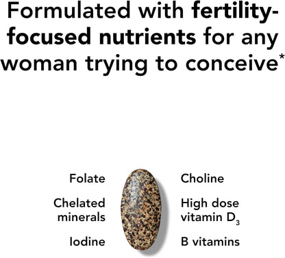 Theralogix Theranatal Core Preconception Vitamin Supplement - 90-Day Supply - Prenatal Vitamins & Fertility Supplement for Women with Folate, Vitamin D3, Choline & More* - NSF Certified - 90 Tablets