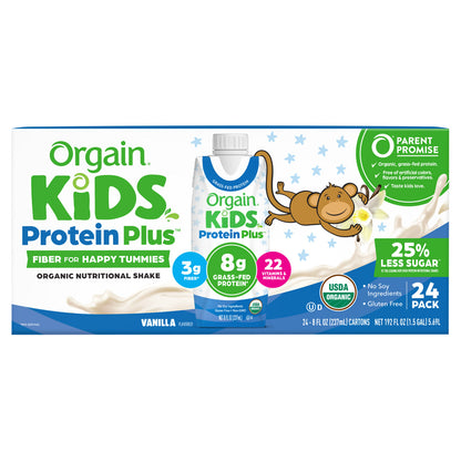 Orgain USDA Organic Kids Nutritional Protein Shake, Vanilla, 8 Fl Oz, 24-Pack