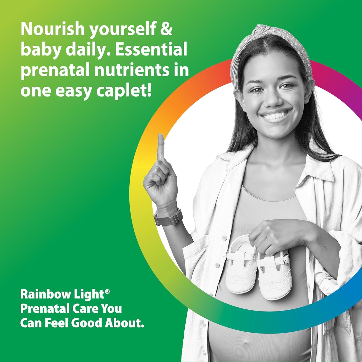 Rainbow Light Prenatal One High  Daily Multivitamin with Folate, Ginger and Probiotics; Supports Mom and Baby from Conception to Nursing; Vegan, 150 Tablets,* Pack May Vary