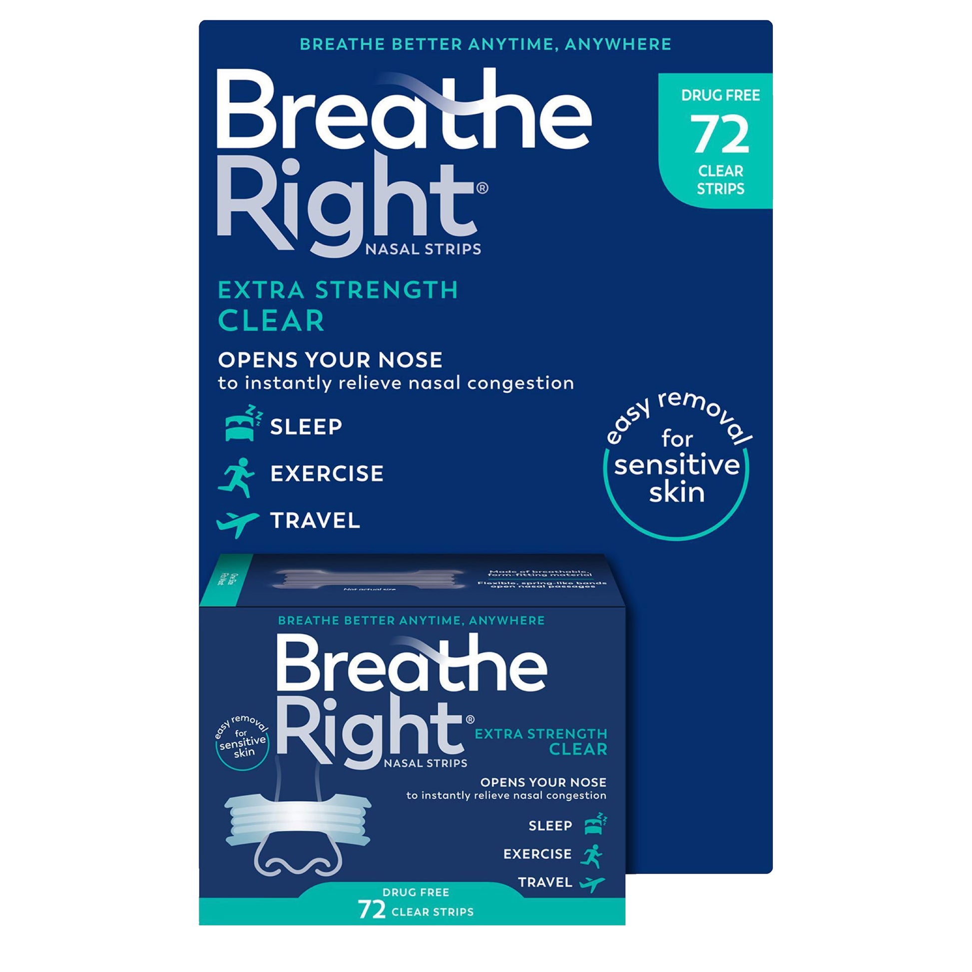 Breathe Right Extra Strength Nasal Strips, 72 Strips