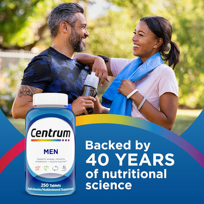 Centrum Multivitamin for Men, Multivitamin/Multimineral Supplement with Vitamin D3, B Vitamins and Antioxidants, Gluten Free, Non-Gmo Ingredients - 250 Count