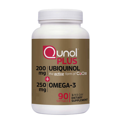 Qunol plus Coq10 Ubiquinol 200 Mg. with Omega-3, 90 Softgels