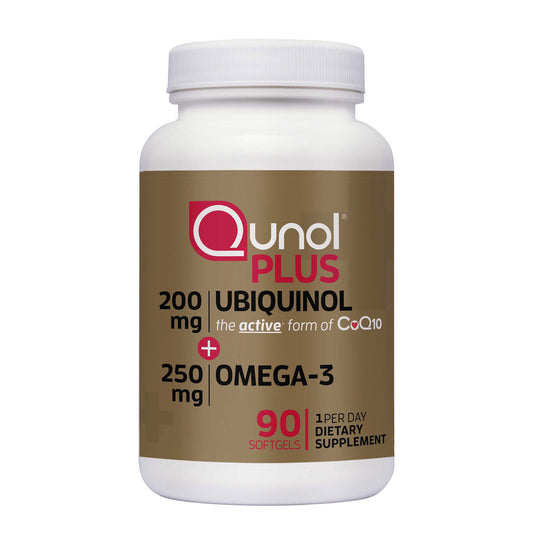 Qunol plus Coq10 Ubiquinol 200 Mg. with Omega-3, 90 Softgels