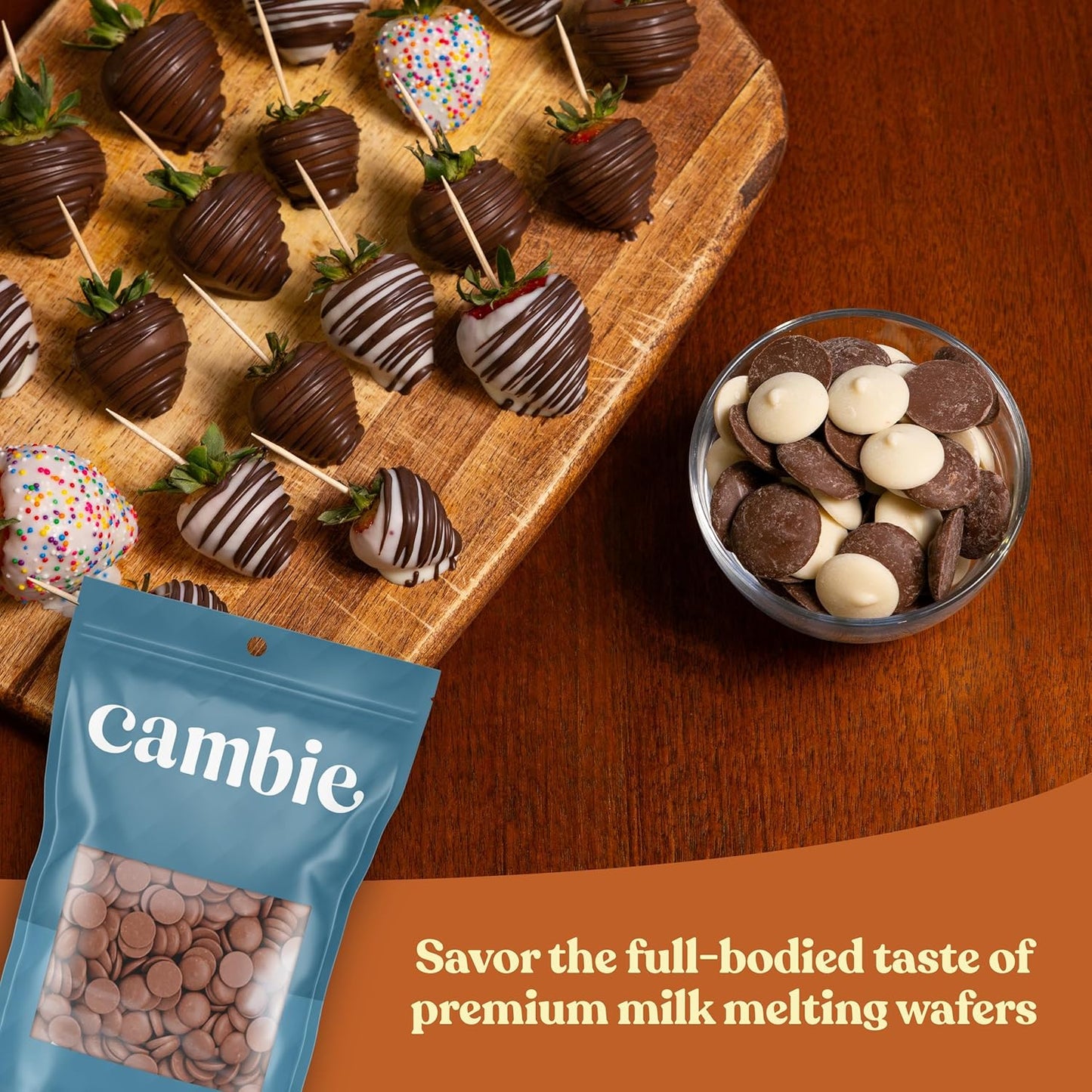Cambie Melting Chocolate Wafers Melts - 2 Pounds Premium Quality, Case of 8
