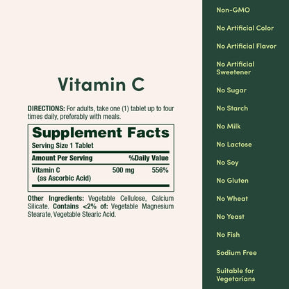 Nature'S Bounty Vitamin C 500Mg, Supports a Healthy Immune System, Daily Vitamin Supplement, 250 Vegetarian Tablets
