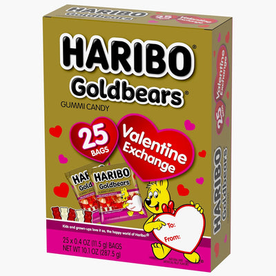 Haribo Gummi Candy | Valentine'S Day Limited Edition | Red & White Goldbears | Raspberry & Pineapple, 0.4 Oz. (25 Mini Bags)