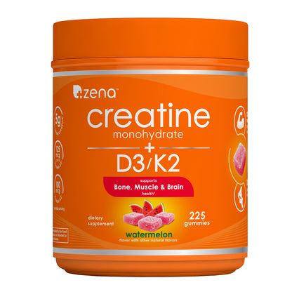 Zena Creatine Monohydrate + D3/K2 Gummies, 225-Count