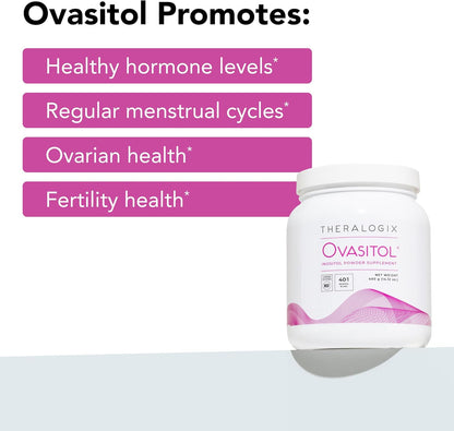 Theralogix Ovasitol Inositol Powder - 90-Day Supply - Myo-Inositol & D-Chiro Inositol for Hormone Balance & Ovarian Function Support* - NSF Certified - 400 G (180 Servings)
