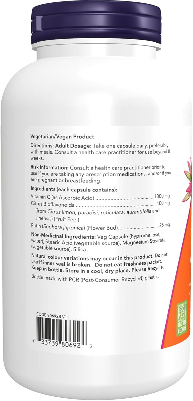 NOW Foods Supplements, Vitamin C-1,000 with 100 Mg of Bioflavonoids, Antioxidant Protection*, 250 Veg Capsules