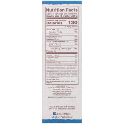 Back to Nature Gluten Free Crackers, Sea Salt & Cracked Black Pepper Rice Thins - Dairy Free, Non-Gmo, Made with Whole Grain Brown Rice Flour, Delicious & Quality Snacks, 4 Ounce​