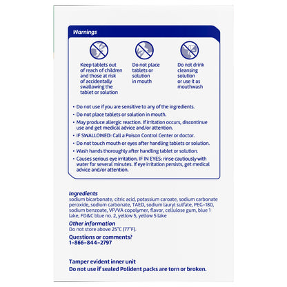 Polident Rapid Clean Dental Appliance Cleanser Tablets, 102 Count, 2-Pack