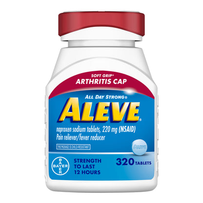 Aleve Naproxen Sodium 220 Mg. Soft Grip Arthritis Cap Pain Reliever/Fever Reducer, 320 Tablets