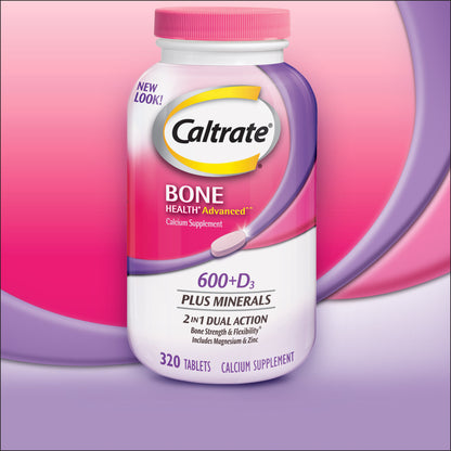 Caltrate Bone Health Advanced Calcium 600+D3 plus Minerals, 320 Tablets