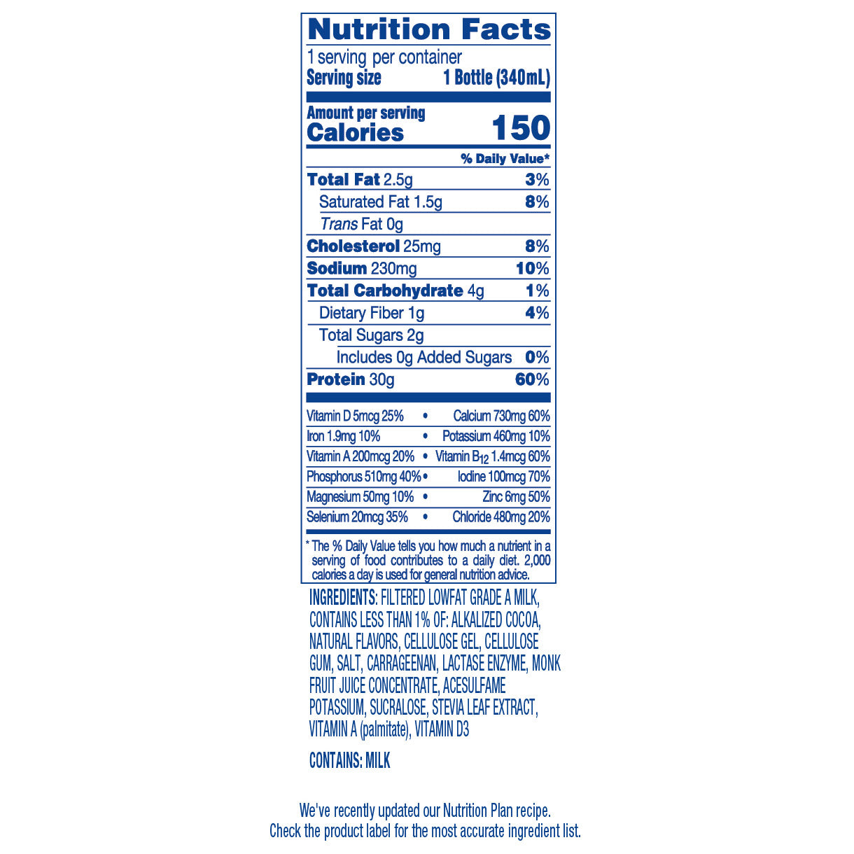 Fairlife Nutrition Plan, 30G Protein Shake, Chocolate, 11.5 Fl Oz, 18-Pack