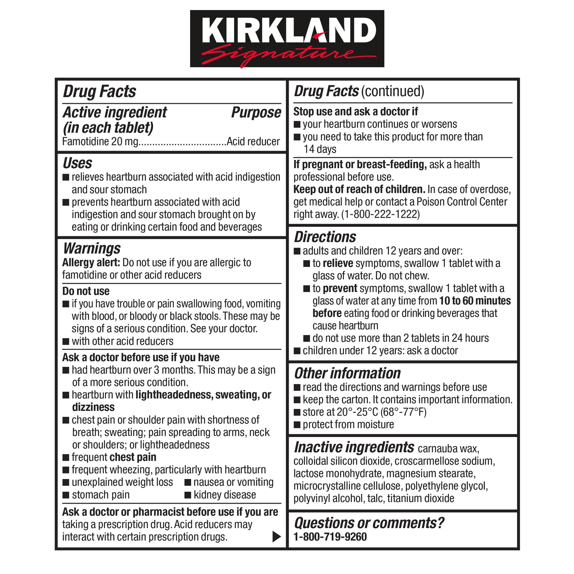 Kirkland Signature Acid Controller 20 Mg., 250 Tablets