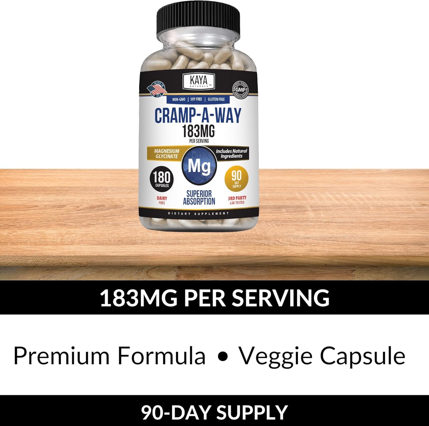 Naturals Cramp-A-Way Magnesium Glycinate 183Mg (180 Count (Pack of 1))