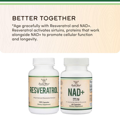 NAD+ anti Aging & Cell Regeneration | 500Mg of 95% Pure NAD plus per Serving, 30 Day Supply | Similar to Nicotinamide Riboside | Third Party Tested, Vegan Safe, Non-Gmo