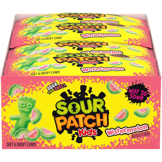 SOUR PATCH KIDS Watermelon Soft & Chewy Candy, Bulk Candy, 2 Oz Bags, Case of 24