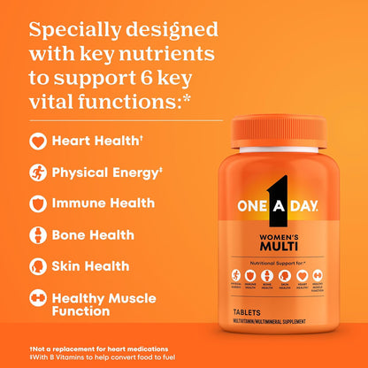 One a Day Multivitamin for Women- Daily Vitamins for Woman with Biotin, Calcium, Folic Acid, Iron & Zinc, Complete Women’S Vitamins, 200 Ct (Packaging May Vary)