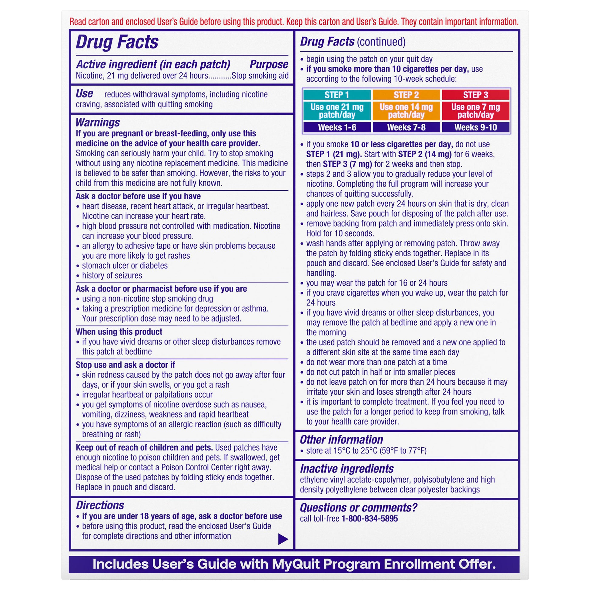 Nicoderm CQ Quit Smoking Aid Patch, 21Mg. or 14Mg., 21 Clear Patches