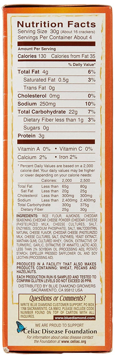Blue Diamond Almond Nut Thins, Cheddar Cheese, 4.25 Oz