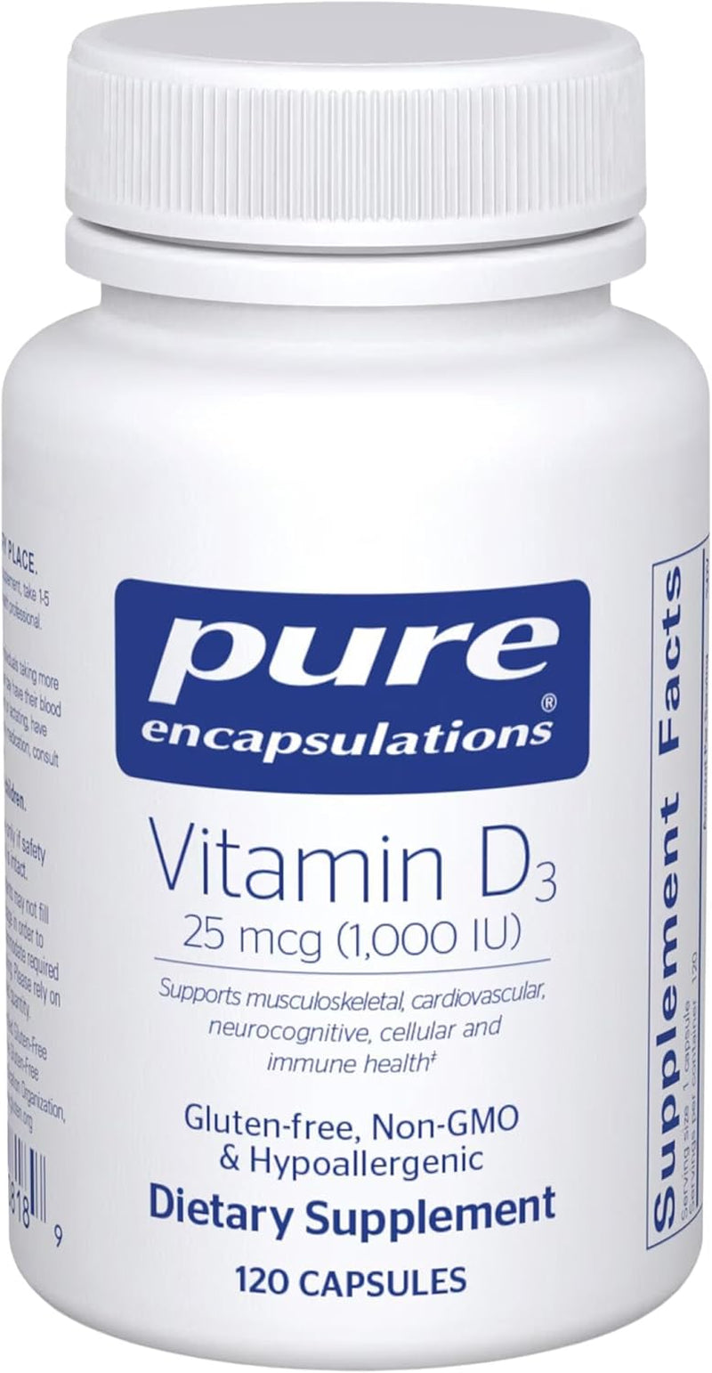 Pure Encapsulations Vitamin D3 25 Mcg (1,000 IU) - Supplement to Support Bone, Joint, Breast, Heart, Colon & Immune Health - with Premium Vitamin D - 120 Capsules