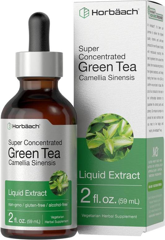 Horbäach Green Tea Extract Liquid Drops | 2 Fl Oz | Herbal Tincture | Alcohol Free | Vegetarian | Super Concentrated Supplement | Non-Gmo, Gluten Free