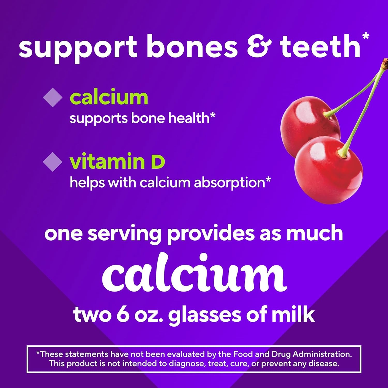 Vitafusion Chewable Calcium Gummy Vitamins for Bone and Teeth Support, Calcium Gummies, Fruit and Cream Flavor, 100 Count, 50 Day Supply